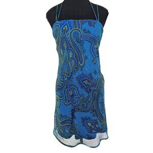 Women's Green/Blue Paisley Print Summer Dress By City Triangles, Size 7